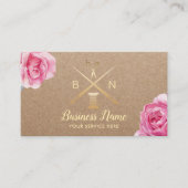 裁縫の裁縫婦の糸及び針の素朴な花柄 名刺 (正面)