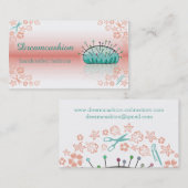 裁縫の裁縫婦の針差しの反射の珊瑚のミント 名刺 (正面/裏面)