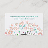 裁縫の裁縫婦の針差しの反射の珊瑚のミント 名刺 (裏面)