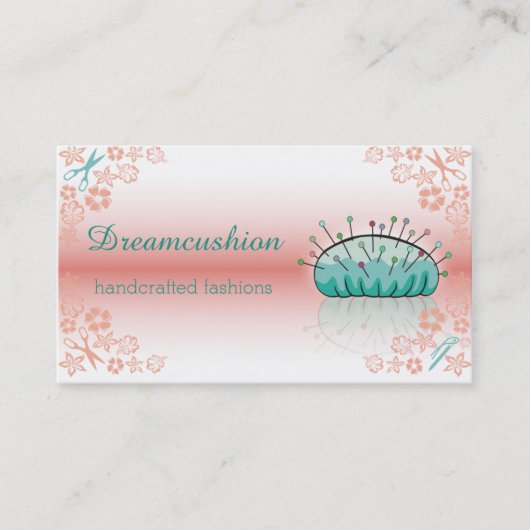 裁縫の裁縫婦の針差しの反射の珊瑚のミント 名刺 (正面)