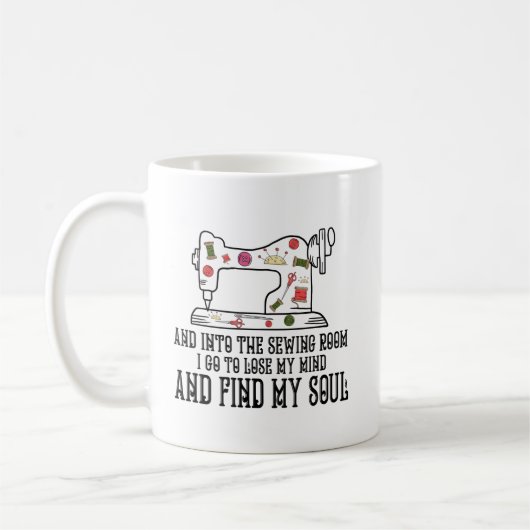 裁縫の間に心を失う コーヒーマグカップ (左)