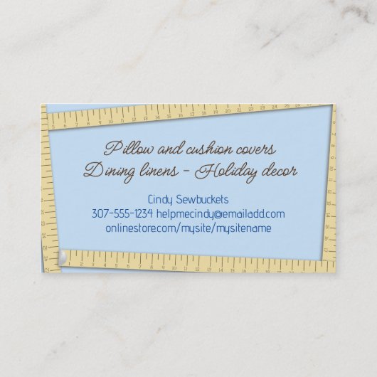 裁縫はさみ測定テープのシーストレス工芸品 名刺 (裏面)