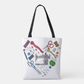 裁縫はハートのトートに用具を使います トートバッグ (裏面)