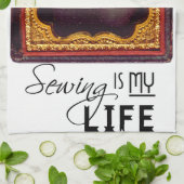 裁縫は私の人生 キッチンタオル (折り畳み)