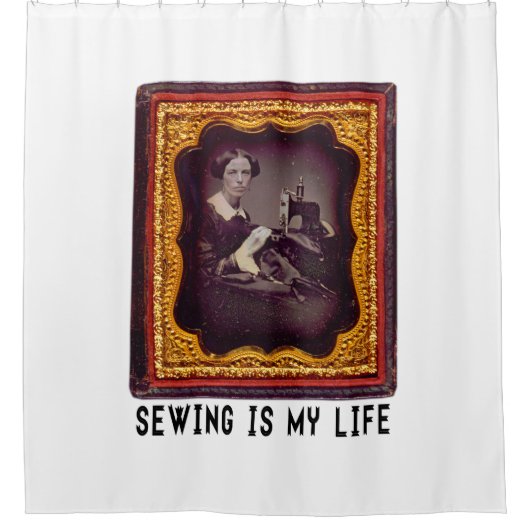 裁縫は私の人生 シャワーカーテン (正面)