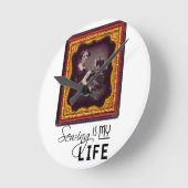 裁縫は私の人生 ラウンド壁時計 (傾斜)