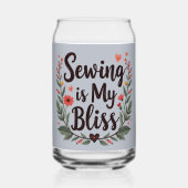 裁縫は私の至福 フローラル タイポグラフィ ガラス缶 (正面)