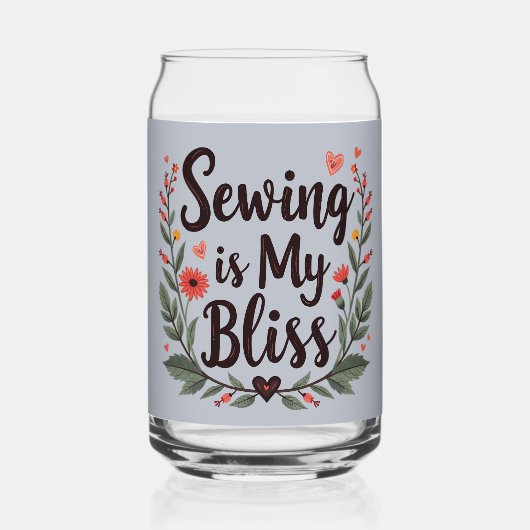 裁縫は私の至福 フローラル タイポグラフィ ガラス缶 (裏面)