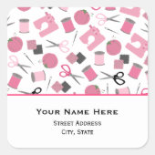 裁縫をテーマにした住所ステッカー スクエアシール (正面)