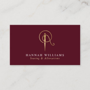 裁縫アンドリューズボルドー&金ゴールドモノグラム 名刺