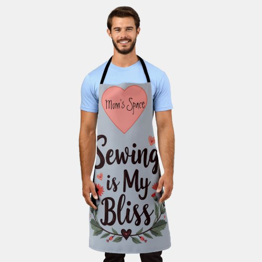 裁縫イマイブリスフローラタイポグラフィ エプロン (着用した状態)