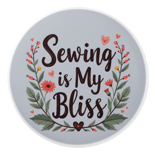 裁縫イマイブリスフローラタイポグラフィ セラミックノブ (正面)