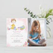 裁縫ガール誕生日招待状（写真付） 招待状 (スタンド正面)