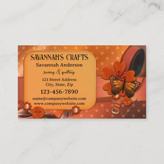 裁縫キルティングオレンジ 名刺 (裏面)