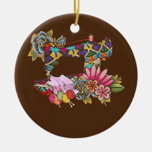 裁縫キルティング裁縫機 セラミックオーナメント (正面)