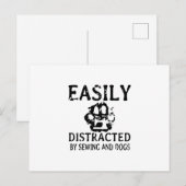 裁縫ギフト | 縫うことと犬にすぐ気を取られる 案内ポストカード (正面/裏面)