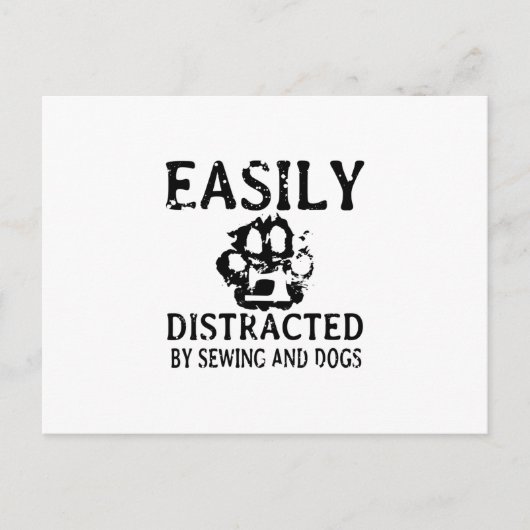 裁縫ギフト | 縫うことと犬にすぐ気を取られる 案内ポストカード (正面)