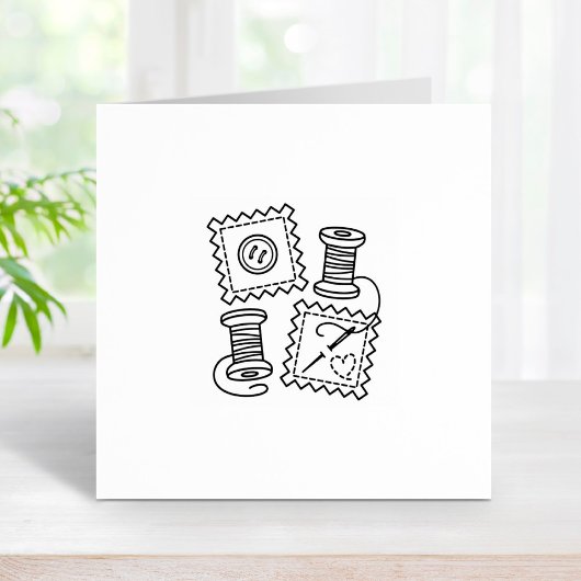 裁縫クラフトホビーファブリックボタンニードル糸1x1 ラバースタンプ