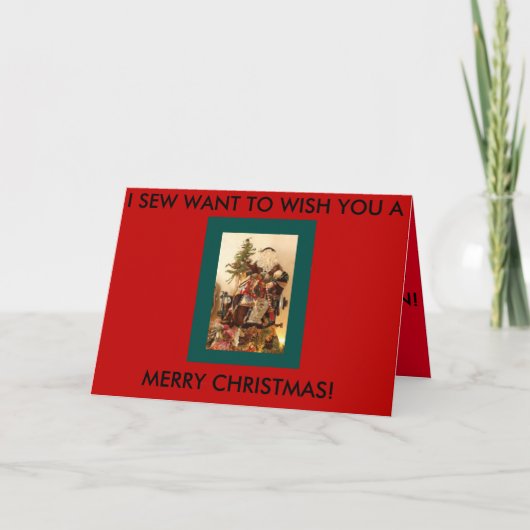 裁縫クリスマスカードと裁縫サンタ シーズンカード (正面)