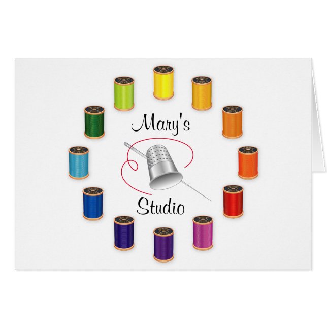 裁縫シンブル、針と糸 (正面横)