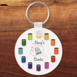 裁縫シンブル、針と糸 キーホルダー