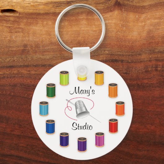 裁縫シンブル、針と糸 キーホルダー (正面)