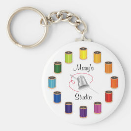 裁縫シンブル、針と糸 キーホルダー