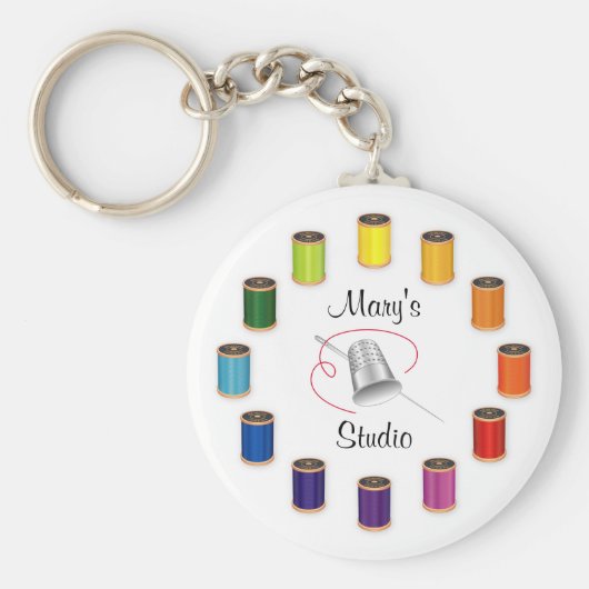 裁縫シンブル、針と糸 キーホルダー (正面)