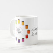 裁縫シンブル、針と糸 コーヒーマグカップ (正面左)