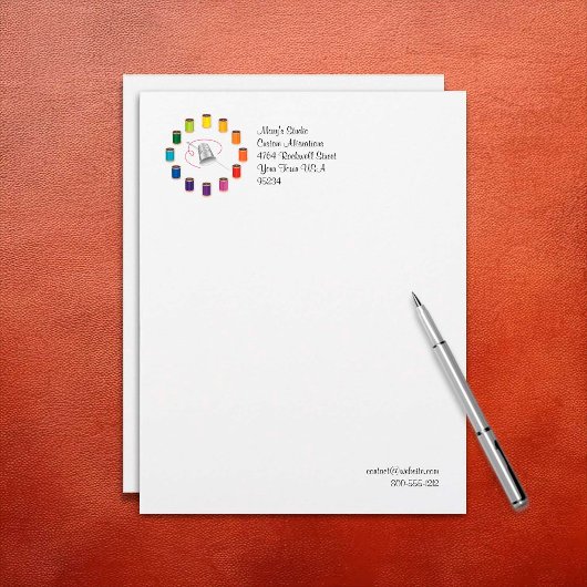 裁縫シンブル、針と糸 レターヘッド