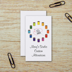 裁縫シンブル、針と糸 名刺