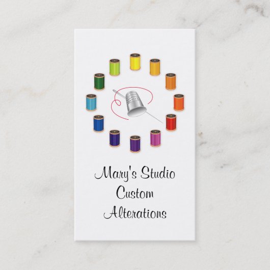 裁縫シンブル、針と糸 名刺 (正面)