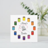 裁縫シンブル、針と糸 招待状 (スタンド正面)