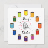 裁縫シンブル、針と糸 招待状 (正面)