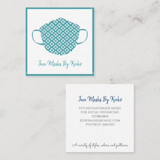 裁縫シーストレステーラー顔マスクデザイナー スクエア名刺 (正面/裏面)