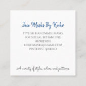 裁縫シーストレステーラー顔マスクデザイナー スクエア名刺 (裏面)