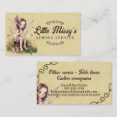 裁縫シームレスキルターキルティング妖精小妖精や小人女の子 名刺 (正面/裏面)