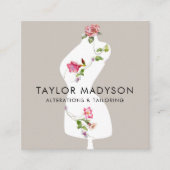 裁縫シーメストレザーマネキンフラワーズQRコード スクエア名刺 (正面)