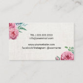 裁縫シーメストレスドレスメーカーヴィンテージフローラリネン 名刺 (裏面)