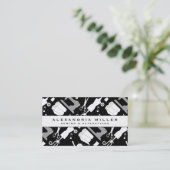 裁縫シーメストレスパターン |黒と白 名刺 (スタンド正面)