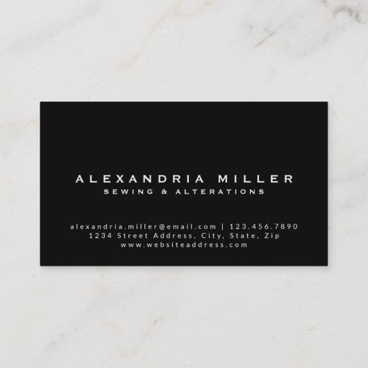 裁縫シーメストレスパターン |黒と白 名刺 (裏面)