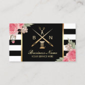 裁縫シーメストレスレッドと針ヴィンテージフローラ 名刺 (正面)