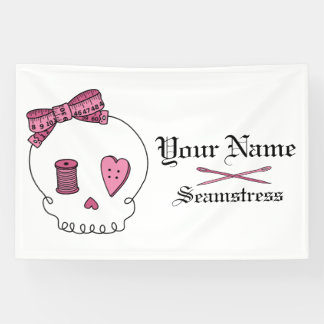 裁縫スカル（ピンク） 横断幕