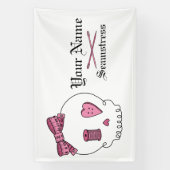 裁縫スカル(ピンク) 横断幕 (縦)