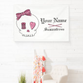 裁縫スカル(ピンク) 横断幕 (インサイチュ)