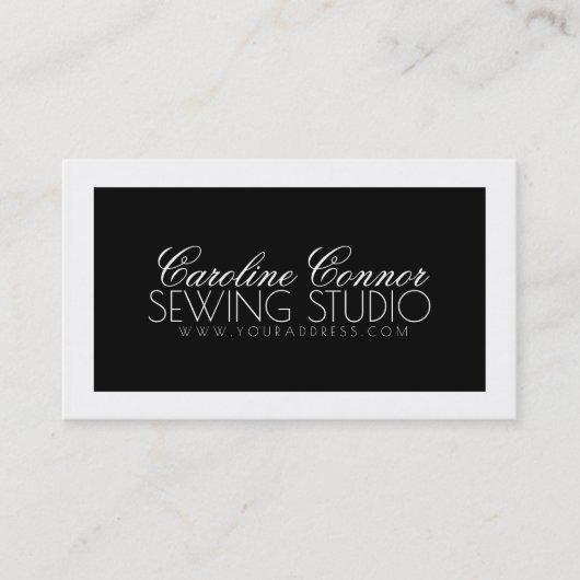 裁縫スタジオブラック&ホワイトはっきりしたデザインカード 名刺 (正面)