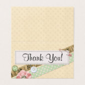 裁縫ステッチのボタンとリボンサンキューカード (外部フラット)