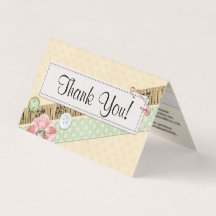 裁縫ステッチのボタンとリボンサンキューカード