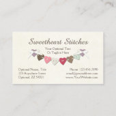 裁縫ステッチ素朴オンカントリーバーラップ&ハート 名刺 (裏面)