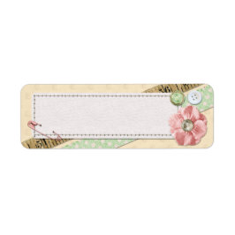 裁縫ステッチ、ボタン、リボンみすぼらしいシックなピンク ラベル